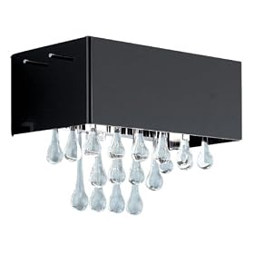 Eglo 88204A Camini, Black and Chrome Clear Crystals, 8-Light Wall Light Fixture by Eglo