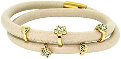 Link Up 2 Row Leather Cord Creamy Charm Blet