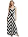 Lilla P Women's Stretch Stripe Sleeveless V-Neck Maxi Dress, Black/Silver, Large