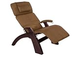 Human Touch Perfect Chair, Electric Base, with Folding Footrest ln Dark Walnut with a Cashew Micro-Suede Cover