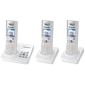 Panasonic KXTG8223 Colour DECT Digital Cordless Telephone Trio with Answer Machine (White)