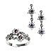 Gemini Silver Natural Seed Pearl Earrings & Ring Set, Ruby - by Dahlia Vintage Jewelry Collection