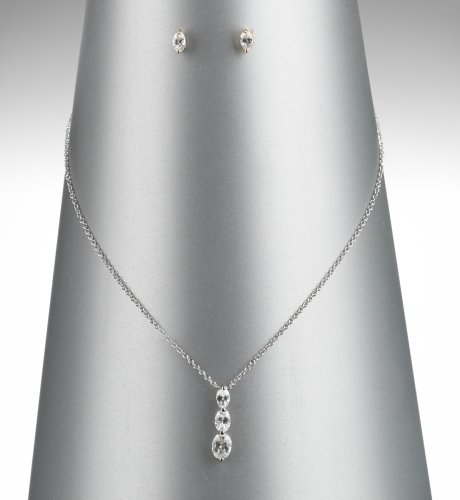 Platinum Plated Trilogy Necklace & Earring Set