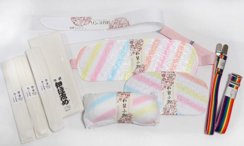 【和装】着付け小物 段染め 10点セット (帯枕、前板、後板、衿芯、着物ベルト、ウエストベルト、腰紐3本、伊達締め) 【日本製】