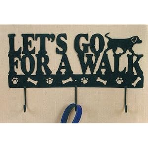 Let's Go for a Walk Dog Pet Leash Wall Coat Rack Hooks