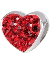 SilveRado(tm) BM004-6 Bling Heart Bling Red Bead / Charm