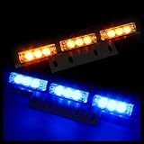 18 Bright Blue and Amber LED Law Enforcement Flash Strobe Lights Bar for Windshield... by HK5
