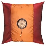 EXP Decorative Silky Tangerine Orange & Red Cushion Cover / Pillow Sham - Golden Sunflower Design