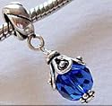 Bali Sapphire, September Birthstone, Swarovski Charm Dangle Bead Fit Pandora Brighton