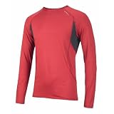 RONHILL Men's Advance L/S Base Tee , L, IRON RED/BLACK