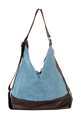 K2 Women's Large Capacity Canvas Shoulder Handbag Tote (Blue)