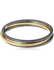 T Tahari "Essentials" Gold and Hematite Set of 3 Bangle Bracelets, 9.5"