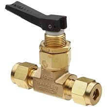 Ham-Let H1200 Series  Brass Toggle Valve, Inline, 1/4" Let-Lok Fitting