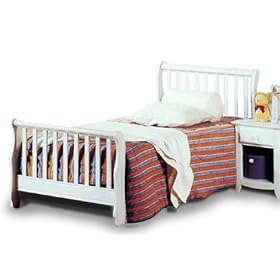 White Finish Head Board and Foot Board with Mattress Rails by The Furniture Cove