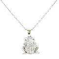 Cubic Zirconia Frog Charm Pendant - Silver