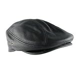 GENUINE BLACK LEATHER IVY CABBY DRIVING GOLF CAP - LARGE / EXTRA LARGE