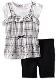 Young Hearts 2 Pieced Checker Ribbon Blouse And Short Set