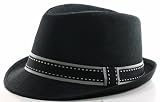 A&W Summer Spring Cloth Fedora Hat with Strip Band, Black