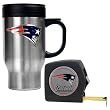 New England Patriots 16oz Travel Mug & Tape Measure Gift Set - Primary Logo NFL Football