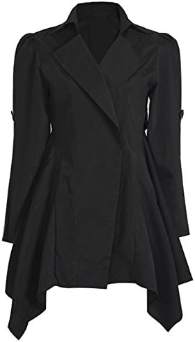 SHOWUP Women's Warm Coat Waterfall Blazer Long Wrap Black