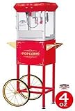 Great Northern Popcorn Red 4 oz. Ounce Foundation Old-Fashioned Popcorn Popper and Cart