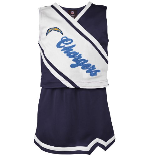 Reebok San Diego Chargers Toddler Girls Navy Blue-White 2-Piece Sleeveless Cheerleader Dress Set (2T)