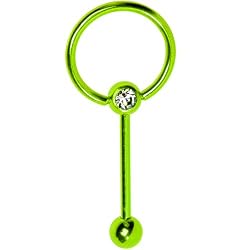 Green Electro Titanium Door Knocker Barbell Tongue Ring