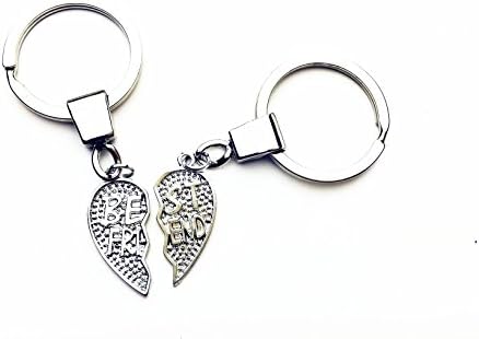Best Friends Split Heart Keychain Key Rings 2pcs Color White