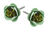 Michal Negrin Beautiful Stud Earrings with Hand-Painted Roses & Swarovski Crystals, made in Israel