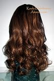 Full Lace Wig - Color 4/30 Wavy Texture Luxurious Soft Remy Human Hair - Brunette with Subtle Blonde Peekaboo Highlights, Cap Size: small