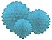 Party Partners Design Hanging Honeycomb Tissue Aqua Blue Pom-Pom Decoration Balls, Set of 3