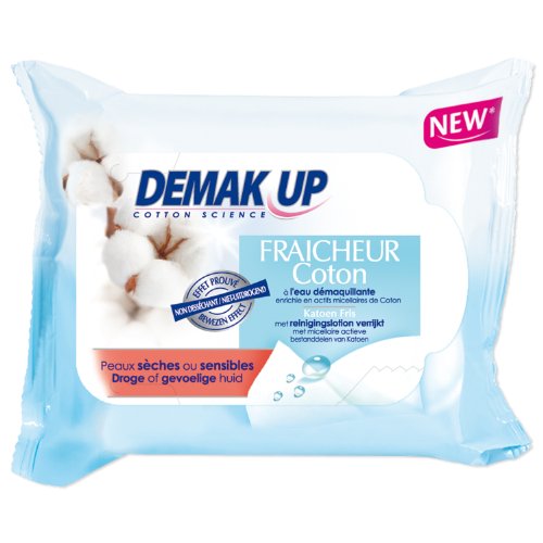  Demak'Up - Lingettes Sensation Eau Démaquillante Peaux Sèches ou Sensibles - 25 Lingettes - Lot de 2