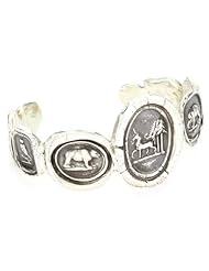 Pyrrha "talisman" Sterling Silver Unicorn In Forest Multi Seal Cuff Bracelet