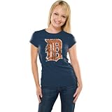Detroit Tigers Women's Navy Tri-Blend Tunic Length T-Shirt
