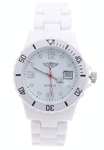 Prince London Damenuhr/Herrenuhr/Kinderuhr,trend Kunststoff Datum Uhr in Weiß inkl.Geschenkbox/Uhrenbox
