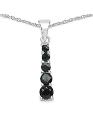 0.80 Carat Genuine Blue Sapphire Sterling Silver Pendant Necklace. 18"