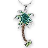 Ashley Arthur .925 Silver Multi Color Crystal Palm Tree Pendant. Made with Swarovski Elements