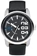 Diesel #DZ1373 Men's Stainless Steel Leather Strap Analog Black Dial Watch