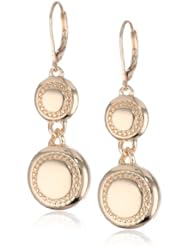 Napier "Golden Find" Gold-Tone Shiny Double Drop Earrings