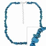Sterling Silver Trendy Turquoise Chip Stone Necklace