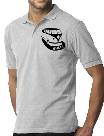 Touchlines Herren Fashion Poloshirt VW Bulli, heather grey, M, D2205 Preisvergleich
