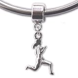 Race Runner Running Sterling Silver Dangle Charm Bead Fits European Bead Bracelets