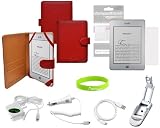 CrazyOnDigital 7 items Slim Leather Case Cover with Charger and Screen Protector For Amazon New Kindle Touch (Red) . CrazyOnDigital Retail Package