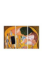Arte Dal Mondo Pintura al Óleo sobre Linezo 3 Piezas Klimt Bacio Dettaglio