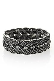 Leaf & Diamanté Stretch Bracelet