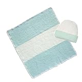 ≪1色≫kashwere Baby Blanket Center Stripe Acqua/Creme with Cap (BABY BLANKET SOLID & CAP) ベビーブランケット×キャップ(BB-69C-05-30) (78×78ｃｍ, Stripe Acqua(予約))