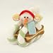 4" Glittery Green Plush Candy Snowman On Sled Christmas Ornament #16313