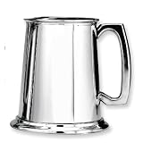 Review Quality Gold  / Pewter Bright Finish Glass Bottom 16oz Tankard