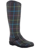 Capelli New York Matte Graph Plaid Printed Ladies Riding Rain Boot