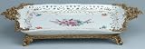 Porcelain Hand-painted Plate/tray with Brass Handles and Base - Fine China